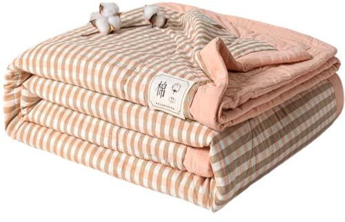 Surwin Tagesdecke Bettüberwurf Modern Plaid Gesteppt Steppdecke mit Kariert Muster Reversibler Weich Sommer Steppdecke für Doppelbett Einzelbett, Sofaüberwurf, Wohndecke (Rosabraun,180x200cm)