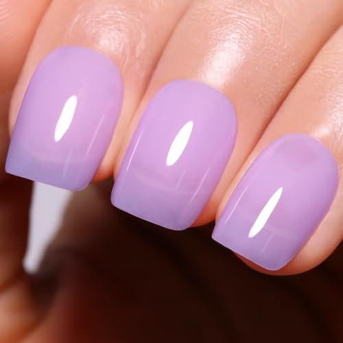 Imtiti Jelly Light Purple Gel Nail Polish, 15ML Sheer Nude Taro Purple Color UV/LED Soak Off Gel Polish for DIY Nail Art Manicure at Home 1Pcs
