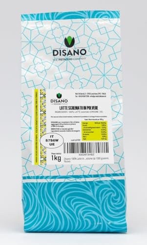 Disano 1KG 100% Latte Scremato in Polvere Magro Istantaneo Ideale per gelato, dolci, yogurt, ricette dietetiche. Robusta Confezione da 1000 grammi.
