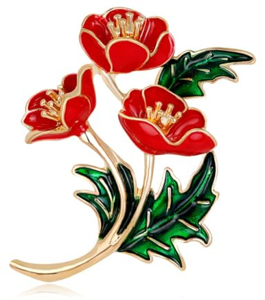 Rote Mohnblume Brosche Pin Strass Blume Revers Pins Metall Abzeichen Brosche Corsag für Mantel Anzug Kleidung Schmuck Geschenke