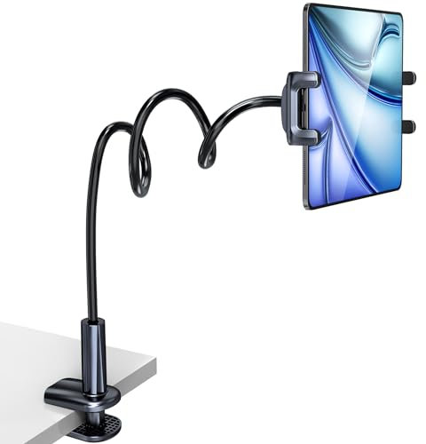 Uniwit Gooseneck Tablet Stand, iPad Holder Mount,Flexible Arm Clamp for Bed,Table,Desk,Compatible with iPad Pro Air Mini,Samsung Tablet,Kindle Fire,Switch,iPhone,Cellphone,for 4.7-12.9 Devices.