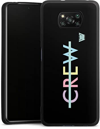 DeinDesign Premium Silikon Hülle kompatibel mit Xiaomi Poco X3 NFC Handyhülle schwarz Case Wincent Weiss Crew Statement