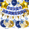Geburtstagsdeko, Marineblau Happy Birthday Girlande, Hängend Stern und Hängend Wirbel Streamer, Gold Stern Luftballons, Wimpelkette Banner, Geburtstagsdeko für Männer Jungen