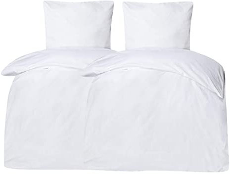 Moon Classic - 2er Pack Hotelbettwäsche Linon aus 100% Baumwolle - 180g/m² - Bettwäsche ca. 135x200 / 80x80 cm - mit Hotelverschluss - 95° (weiß)