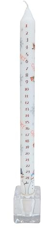 Alison Gardiner Snowmen Advent Taper Candle – Unscented Wax Christmas Countdown Candle, 10hr Burn Time, Festive Design, Handmade in England – Table Centrepiece