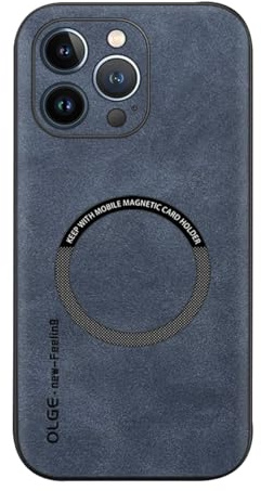 FIFTHAVE Magnetisch Hülle für iPhone 12 Pro Leder Handyhülle kompatibel mit MagSafe Leather Slim Weiches TPU Bumper Case Stoßfest Kratzfest Schutzhülle Fallschutz rutschfest Cover 6.1 Blau