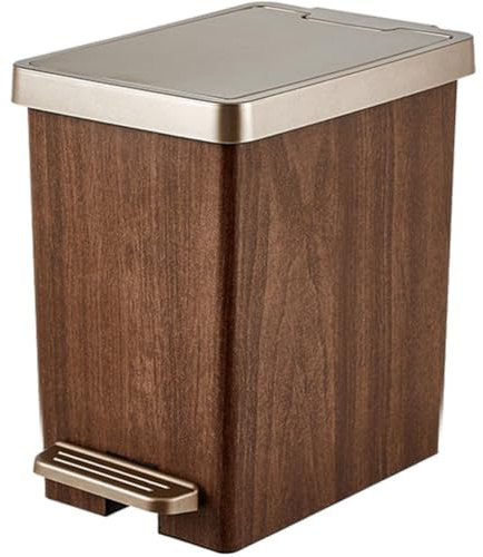 Ymxygz Trash Can with Lid Household Double Opening Garbage Bin Wood Grain Kitchen Trash Basket Toilet Storage Box for Office Kitchen