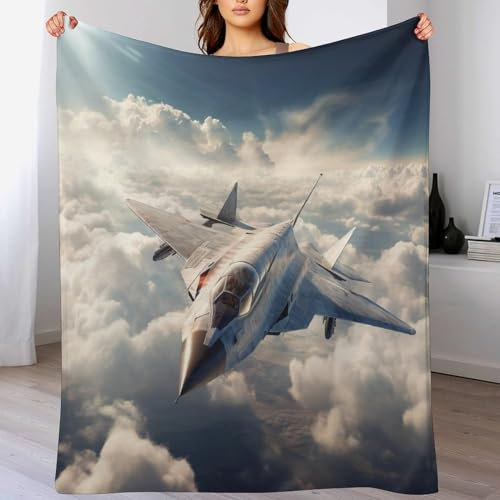 Airplane Kämpfer Kuscheldecke Couchdecke Decke Aus Flannel - Tagesdecke Wohndecken Für Sofa, Couch Oder Als Bettüberwurf - Waschbare Decke （130×180cm）