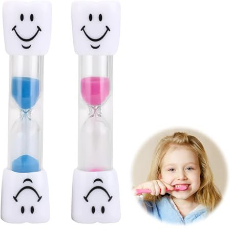 Juego de 2 relojes de arena para niños, reloj de arena para cepillarse los dientes infantiles, reloj de arena de 3 minutos para niños, reloj de arena para niños, temporizador de cepillado de dientes