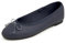 Feversole Women's Fashion Round Toe Ballet Flat Pumps Comfort Bow Tie Dolly Shoes Navy Texture Vegan Leather UK 6.5