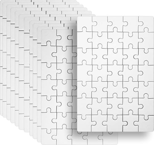 ElevaPulse 12 Stück Puzzle Selber Gestalten, Puzzle Weiß, Blanko Puzzle Zum Bemalen, DIY Mini Puzzle Kinder, Kreatives Bastelset Für Kindergeburtstag und Kunstprojekte, 15×10 cm