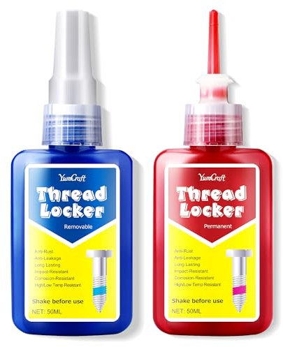 Thread Lock 100ml, Threadlocker Lock Tight High Strength+Medium Strength, Thread Locking Seal Fastener, Curing Screw Metal Glue for Nuts, Bolts, Metals, Prevent Loosening, Corrosion, Leakage