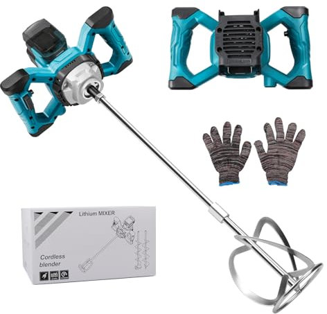 Mezclador inalámbrico para pintura y hormigón compatible con batería Makita de 18 V, mezclador eléctrico de paleta con 6 velocidades, mezclador de cemento portátil para mezclar masilla de pegamento de
