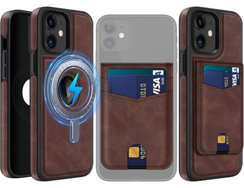 MOBESV 2-in-1 Magnetic Phone Case for iPhone 11 with Wallet Stand, Leather Case compatible with MagSafe, Elegant Phone Cover with Card Holder, Dark brown