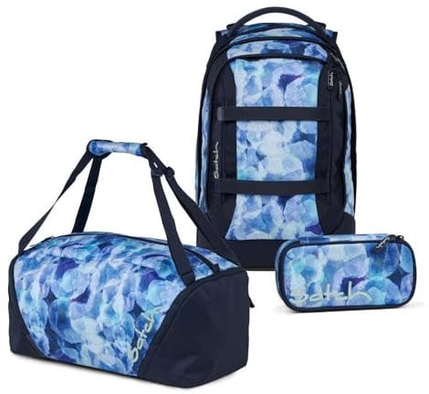 Satch Pack Schulrucksack Set 3tlg. inkl. Schlamperbox und Sporttasche (Blurry Sky)