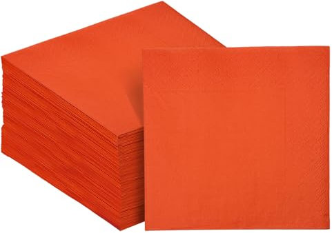 Gcardist Lot de 120 serviettes à cocktail, orange, rouge, 12,7 x 12,7 cm, jetables, en papier, pour cocktail, dîner, mariage, fête d'anniversaire, dessert, vin