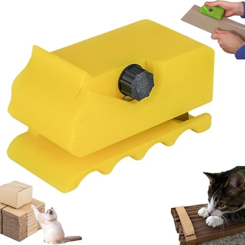 Cardboard Strip Cutter,chompsaw,Kartonschneider Für Katzenkratzer, Gedruckter Kartonschneider - Katzenförmiges Tragbares Karton-Recycling-Werkzeug, Kartonschneidemaschine Für Selbstgemachte-yellow