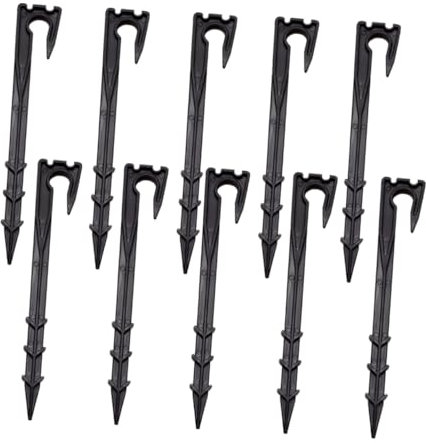 Abaodam 10pièces Piquets De Fixation pour Irrigation Durables pour Soutien De Tuyaux Et Micro-tuyaux Outils De Jardinage Multifonctionnels Noir