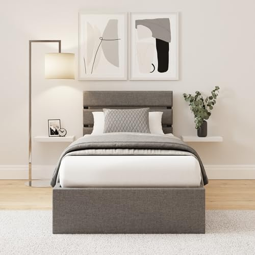 Hudson Grey Ottoman Storage Bed Frame with Slatted Headboard Single 3ft
