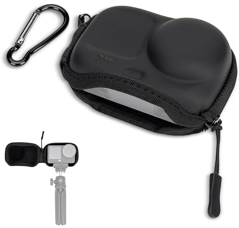 JJC Osmo Action 6 Tasche Klein mit Karabiner für DJI Osmo Action 5 Pro 4 3 | EVA Hülle Hartschale Mini Täschen, Teiloffenes Design Tasche für Stativ & Selfie Stick Zubehör, Kleine Kameratasche für Vlog