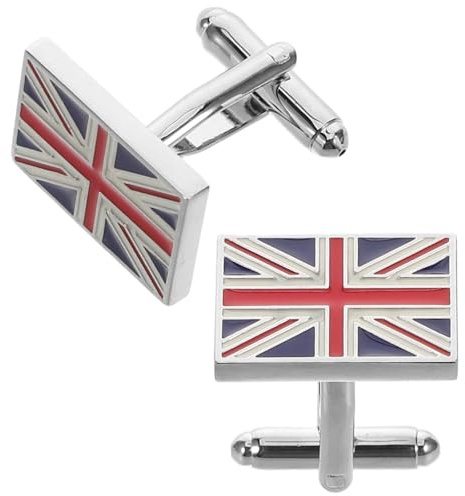 iplusmile Fashion Manschettenknöpfe Union Jack Uk Flagge Elegante Messing Manschettenknöpfe Langlebig Farbbeständig Einfach zu Befestigen Stilvolles Anzugszubehör für Herren Hemd und