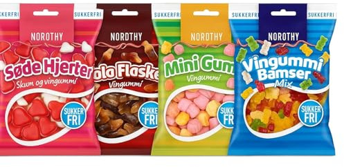 Nordthy Bonbons Gélifiés Sans Sucre 290g – Mélange de Gummies Danois – Oursons, Bouteilles Cola, Cœurs & Mini Gums – Confiserie Faible en Calories