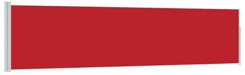 Yisssmeng Store latéral extensible 120 x 500 cm, rouge, polyester résistant aux UV avec cadre en acier revêtu par pulvérisation, fonction retour automatique, brise-vue moderne pour balcon pour