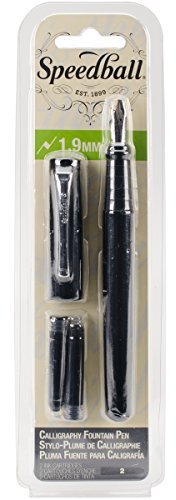 Speedball Calligraphy Fountain Pen 1.9mm Nib, Metal Steel, For Calligraphers, Writing, Creative Lettering, Hobbyists, Fine Artists, Rounded Tip Nibs, Easy Flowing Ink, Stationery Handwriting Supplies