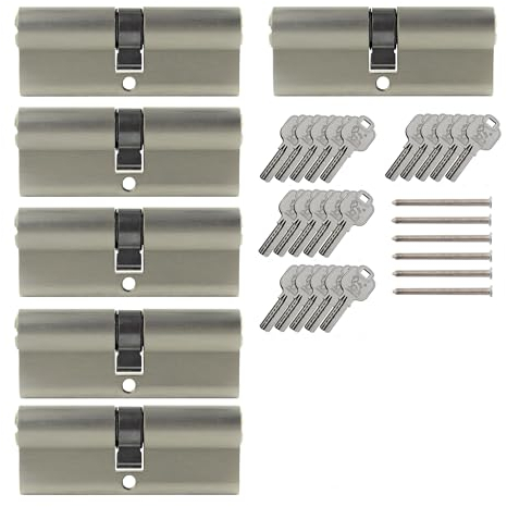 6x Zylinderschloss 80 mm PZ 40/40 gleichschließend inkl. 20 Schlüssel