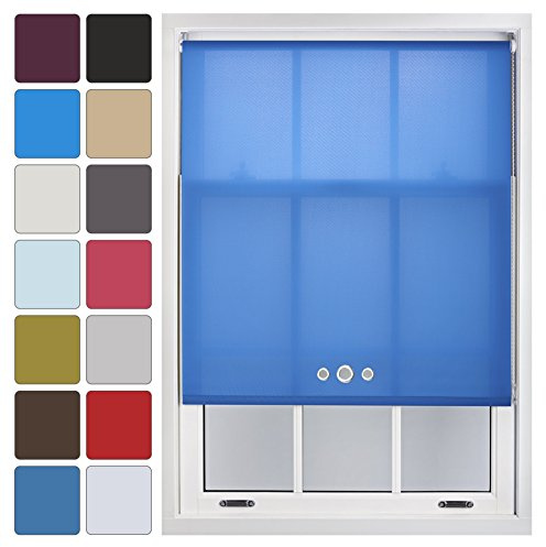 FURNISHED Custom Made to Measure Roller Blinds Cut to Size Daylight Blind for Windows & Doors with Triple Eyelets Blue 120W x 165L cm