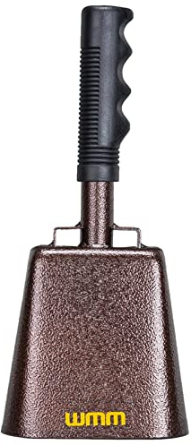 10 Inch Steel Cowbell with Handle Cheering Bell for Sports Events Large Solid School Bells & Chimes Percussion Musical Instruments Call Bell Alarm(Copper)