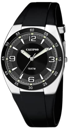 Calypso Herren Analog Quarz Uhr mit Plastik Armband K5753/3, Schwarz