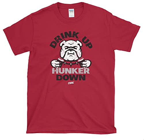 Smack Apparel Georgia Fußball-Fans. Drink Up Hunker Down T-Shirt Soft Style, Gr. S-5, Herren, rot, Small