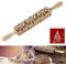 Kungfu Mall Christmas Embossed Rolling Pin Wooden Embossed Rolling Pin and Biscuit Bags for Baking Christmas Theme Pastries & Cookies