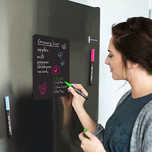 12x8 Stain-Resistant Magnetic Whiteboard for Fridge, Weekly Planner w/Dry Erase Surface, Includes 4 Neon Markers, Ideal Grocery List Magnet Pad for Fridge, Perfect Small Notice Board for Your Kitchen
