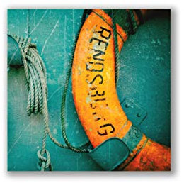 Rettungsring, Hamburger Hafen, Boot, Foto auf Holz, handmade, im Quadrat, 10 x 10 cm