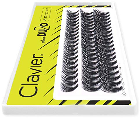Clavier Ciglia artificiali in ciuffi Du2o Doppio volume | Ciglia a ciuffo | Diverse lunghezze da 8 a 14 mm | Ultra volume, per un look perfetto