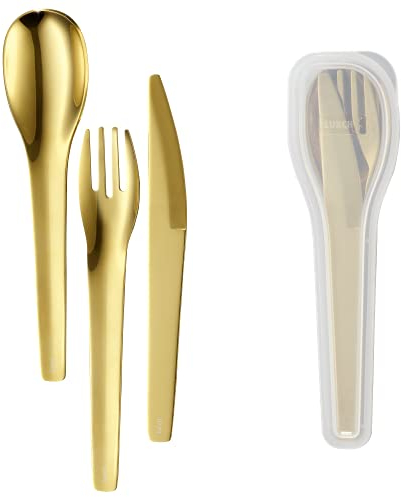 Lurch 240874 Besteck-To-Go 3tlg aus Edelstahl mit Transporthülle gold