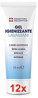 Erboristeria Magentina 12x Gel Igienizzante Lavamani a base alcolica 75ml con Aloe, Tea Tree e Timo