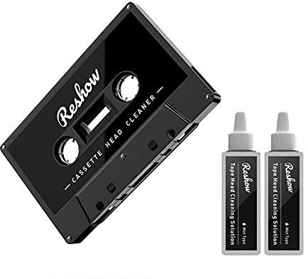 Reshow Audio Tape Cassette Head Cleaner w/ 2 Cleaning Fluids Care Wet Maintenance Kit for Cassette Tape Player/Boombox/Deck/Recorder