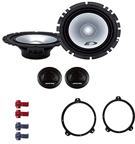 Alpine SXE 1750S Auto Lautsprecher Boxen mit Einbauset passend für BMW 3er Cabrio (E46) 2000-2007 Türen vorne 560 Watt 16,5 cm 2 Wege Kompo