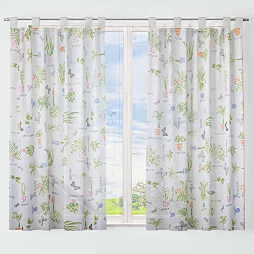 Dalina Textil -Cortina de Cocina Translúcido Estampado, Visillo Transparente para Cocina, Comedor, Marco de Puerta 1 Pieza Tejido Gasa Fina 140X140CM