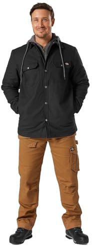 Dickies Giacca Con Cappuccio In Cotone D'anatra Rivestita In Pile, Vestibilità Comoda, Giacca Uomo, Nero, L