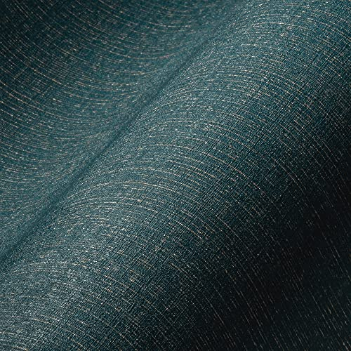Livingwalls My Home My Spa Tapete Uni Ozeanblau Gold Einfarbig 386944 Vliestapete Blau Uni 10,05x0,53m Made in Germany