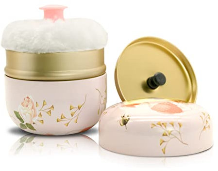 BBKON Large Powder Puff for Body Powder with Powder Container, Soft Powder Puff and Dusting Powder Travel Case (Romantic Feelings)