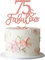Blumomon 3Pcs 75 & Fabulous Cake Topper Rose Gold Glitter Happy 75th Birthday Cake Toppers Seventy Five and Fabulous Cake Pick Decorations for 75th Wedding Anniversary Birthday Party Supplies