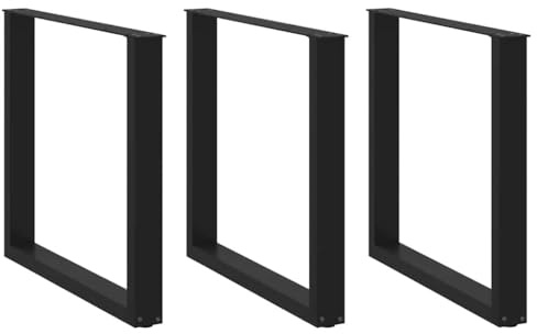 Yisssmeng 3er Set Esstischbeine U-Form 80x72 cm, Tischkufen aus schwarzem Stahl, stabile Tischuntergestell Beine für DIY Esstische und Schreibtische inklusive Schrauben