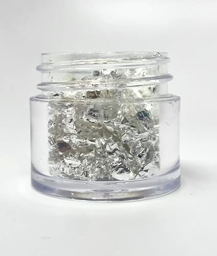 24 Karat Edible Genuine Silver Leaf Flakes - 30mg - Imported from Italy for Cake Decorating, Baking, Cooking, Cupcakes, Chocolates, Drinks - Edible Silver Sheets