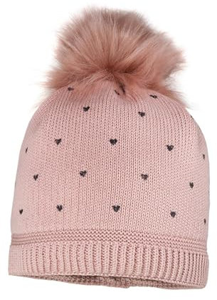 maximo Mini Girl-Mütze Heart,Pompon Futter Made in Europe 55 Rose tan