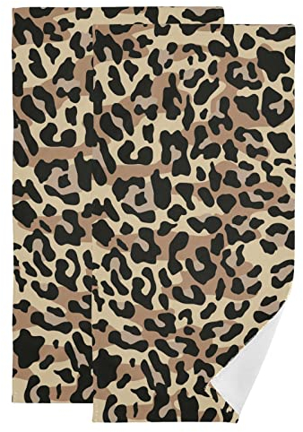 Handtücher mit Leopardenmuster, sehr saugfähig, weiche Gästetücher, Badezimmer-Handtücher für Yoga, Fitnessstudio, Spa, Hotel, Küche, 71,1 x 35,6 cm